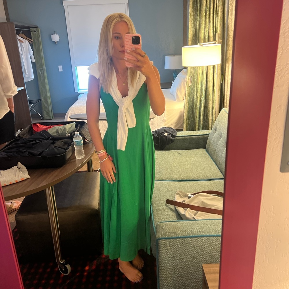Worn once green maxi dress size small !